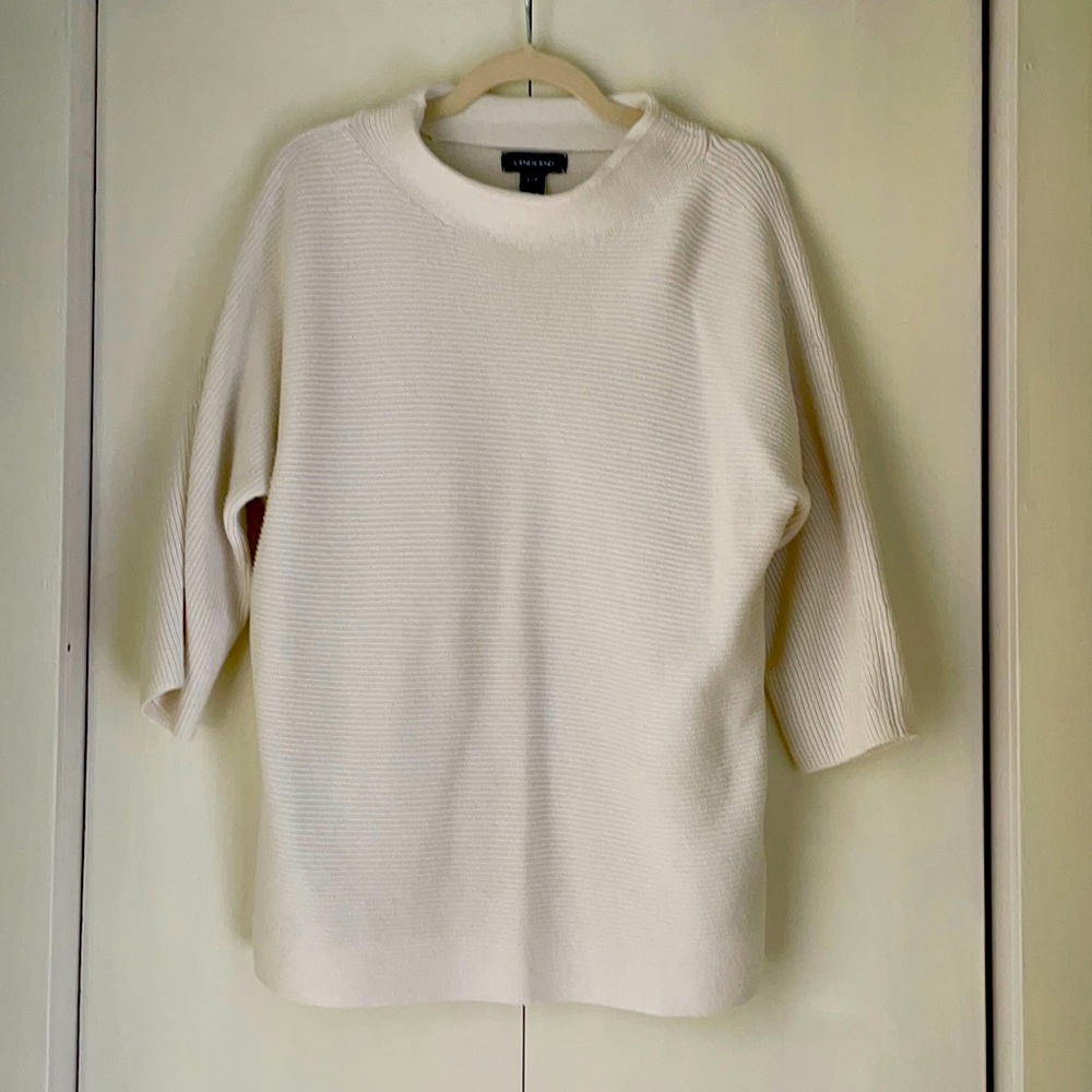 Cream 3/4 sleeved lands end sweater